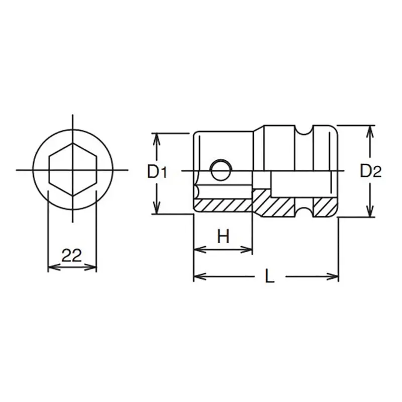 1 Sq. Dr. Bit Holder  22mm For 107.22 Length 70mm - Image 2