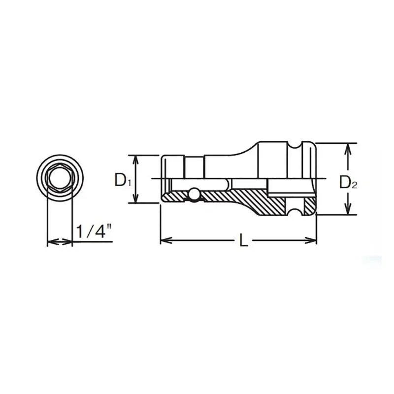 3/8 Sq. Dr. Bit Holder 1/4 Hex Length 40mm - Image 2