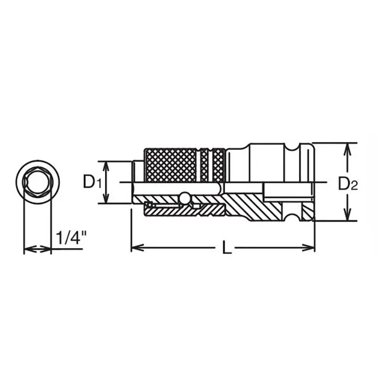 3/8 Sq. Dr. Bit Holder  1/4 Hex Length 45mm Locking Quick Release - Image 2
