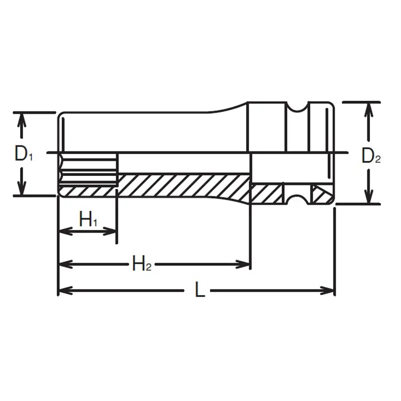 1/2 Sq. Dr. Socket  8mm 12 point Length 80mm Thin walled - Image 2