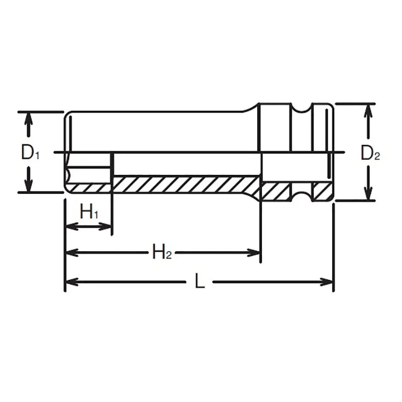 1/2 Sq. Dr. Socket 12mm 6 point Length 80mm - Image 2