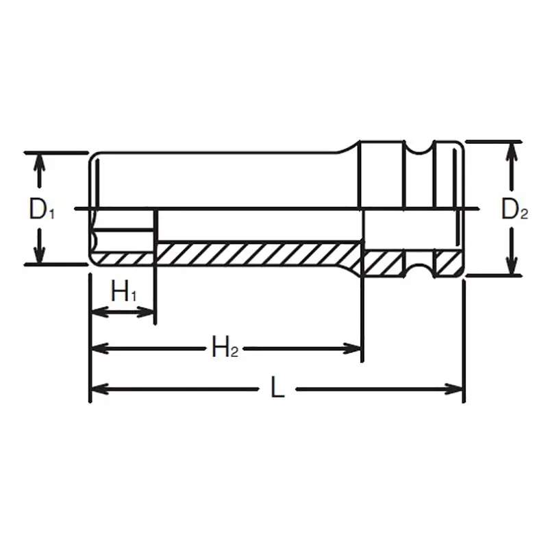 1/2 Sq. Dr. 6 Point Thin Wall Impact Deep Socket in 1 1/16" - Image 2