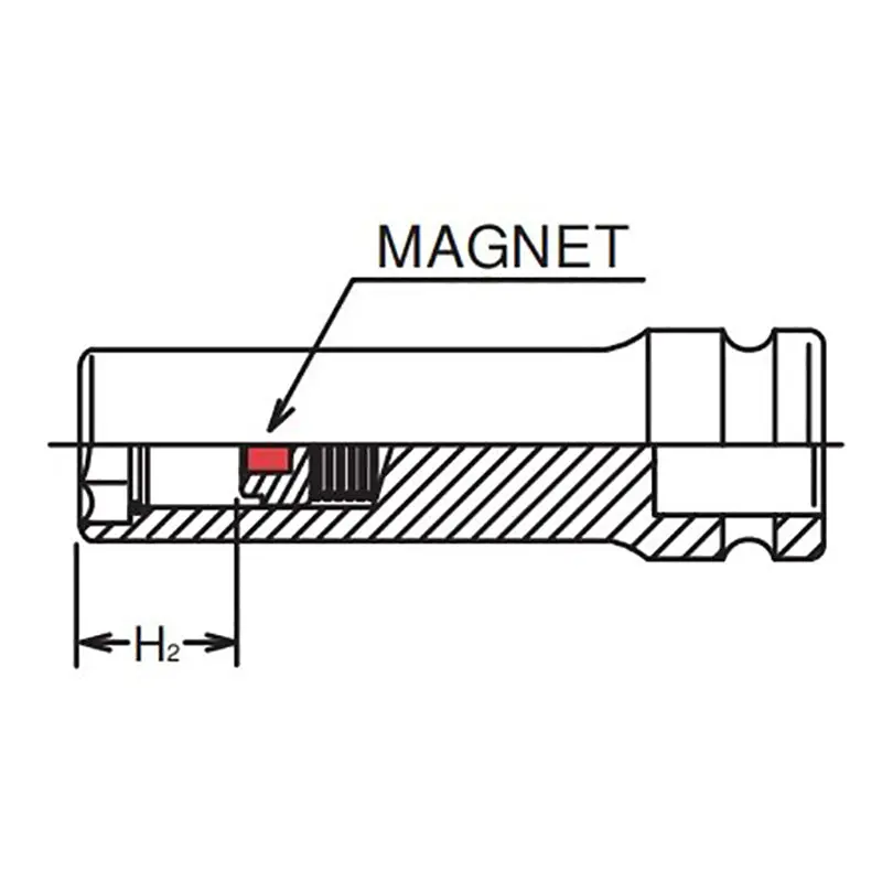 1/4 Sq. Dr. Socket 13mm 6 point Length 48mm Slide Magnet - Image 3