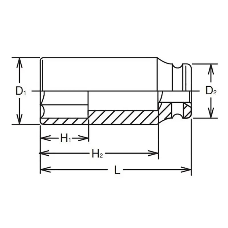 1 Sq. Dr. Socket 1.13/16 6 point Length 108mm Thin walled - Image 2