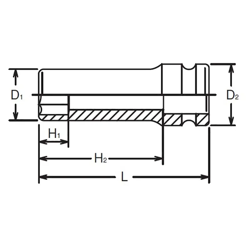 3/4 Sq. Dr. Socket 25mm 6 point Length 100mm Thin walled - Image 2