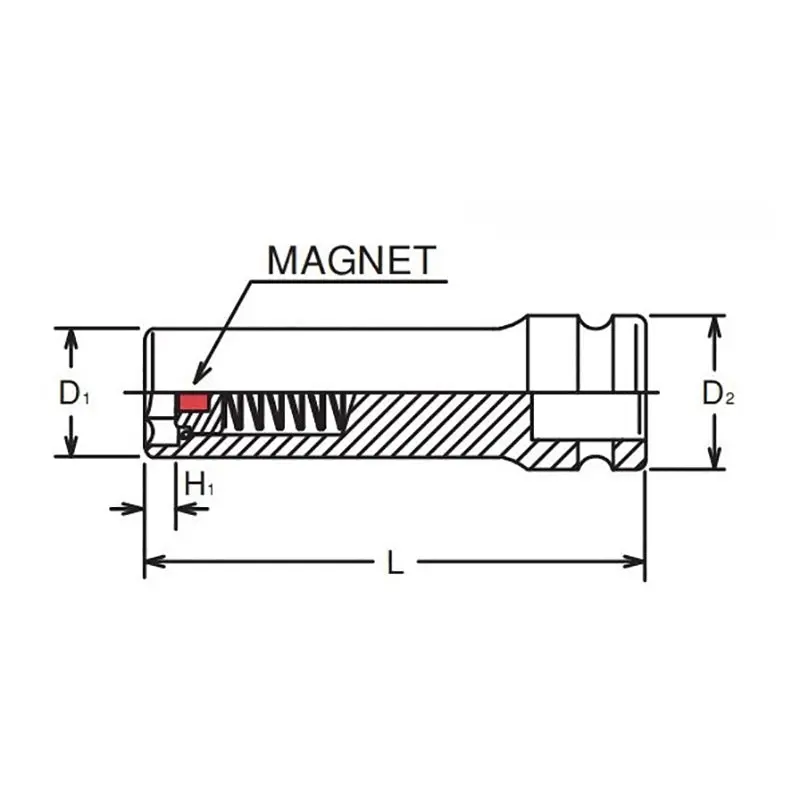 3/8 Sq. Dr. Socket  13mm 6 point Length 80mm Slide Magnet - Image 3