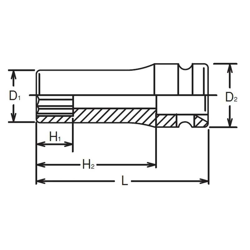 1/2 Sq. Dr. Socket  15mm 12 point Length 80mm Thin walled - Image 2