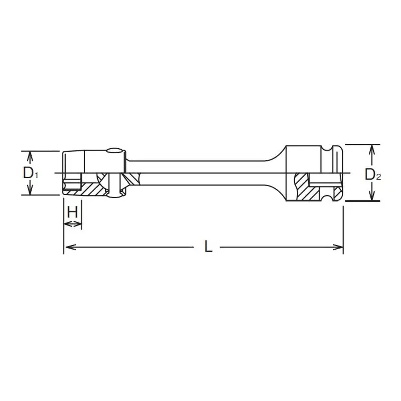 1/2 Sq. Dr. Extension Universal Socket 10mm 6 point Length 200mm - Image 2