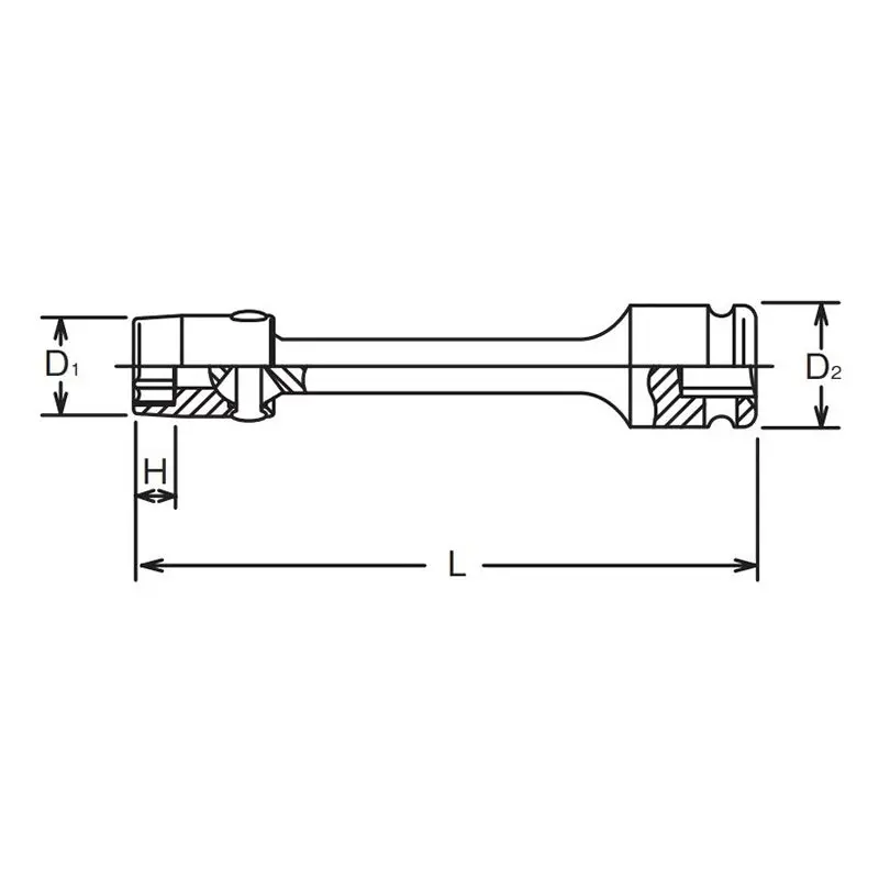 3/8 Sq. Dr. Extension Universal Socket 8mm 6 point Length 150mm - Image 2