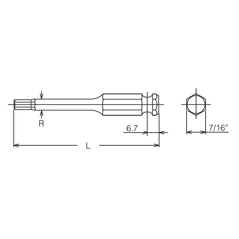 7/16 Hex Dr. Bit 10mm Hex Length 35mm - Image 2