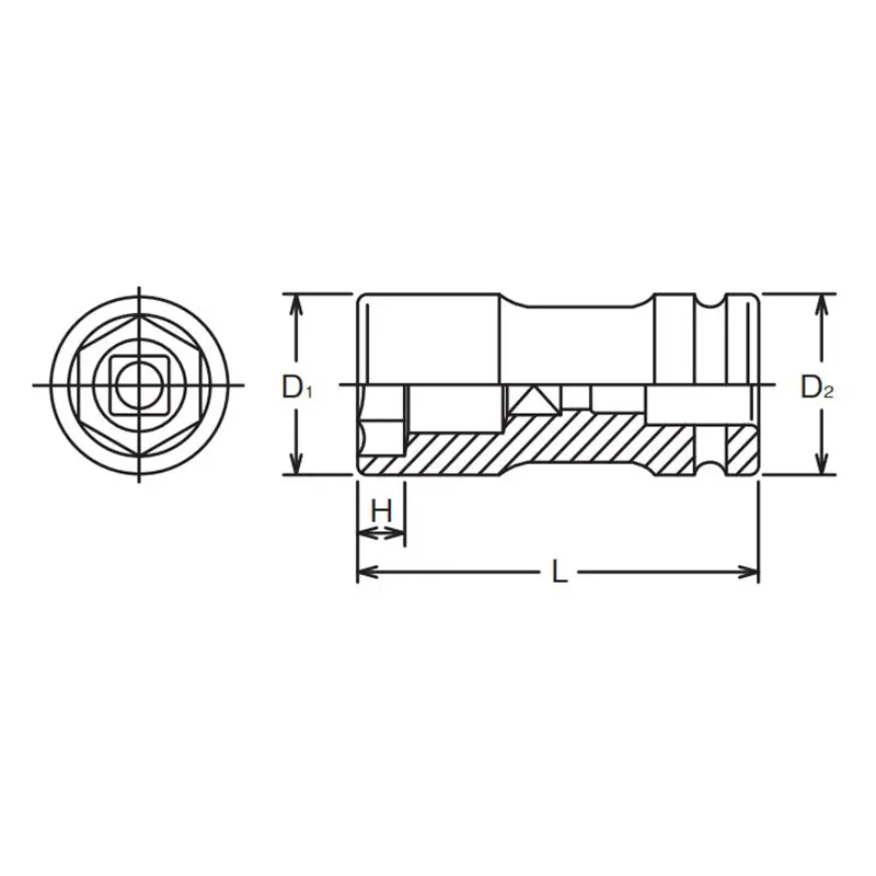 1 Sq. Dr. Rear Wheel Nut Socket  35 x 17mm Hex x Square Length 108mm - Image 2