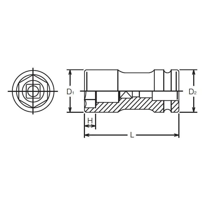 3/4 Sq. Dr. Rear Wheel Nut Socket 35 x 17mm Hex x Square Length 90mm - Image 2