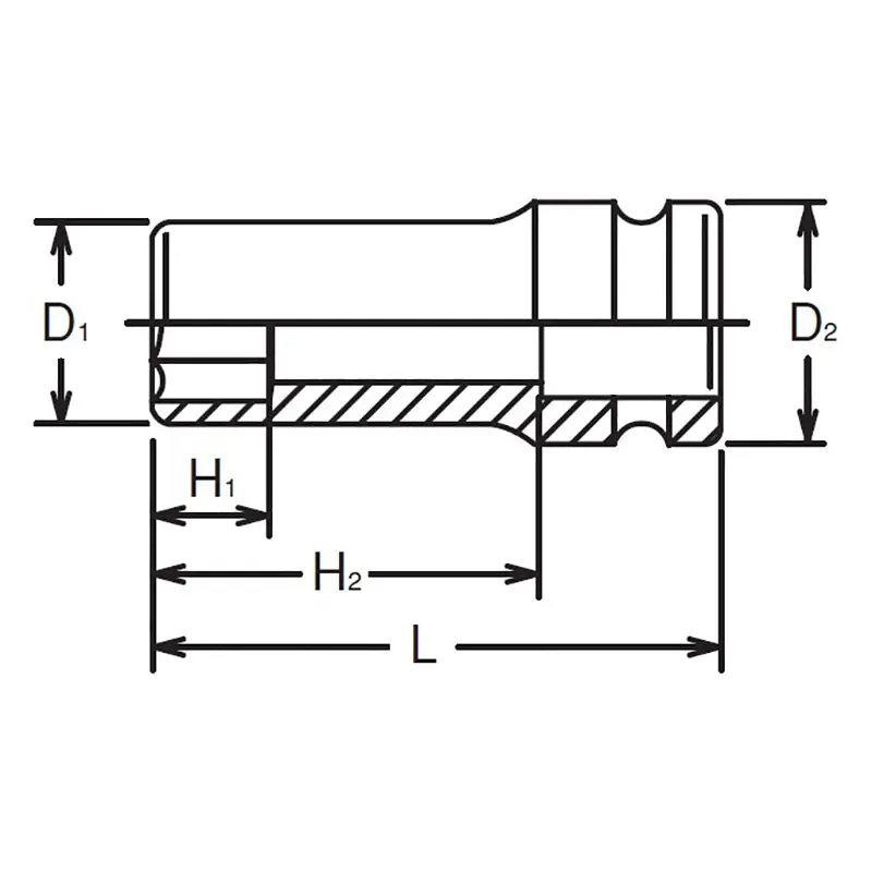 1/2 Sq. Dr. Socket 22mm 6 point Length 65mm Thin walled - Image 2