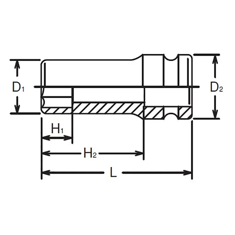 3/4 Sq. Dr. Socket 19mm 6 point Length 75mm Thin walled - Image 2