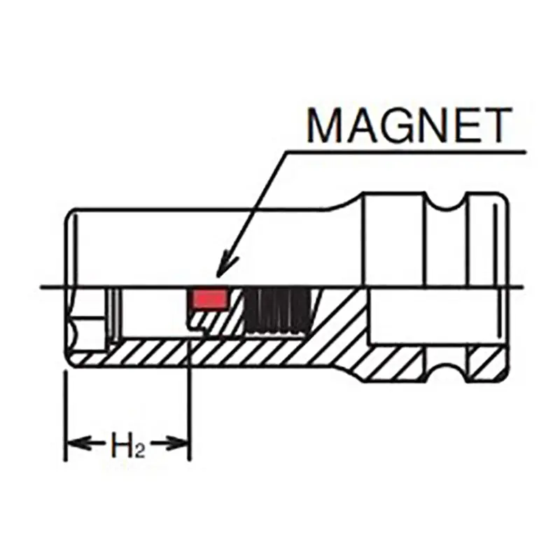 3/8 Sq. Dr. Socket 14mm 6 point Length 50mm Slide Magnet - Image 2