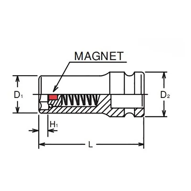 3/8 Sq. Dr. Socket 14mm 6 point Length 50mm Slide Magnet - Image 3