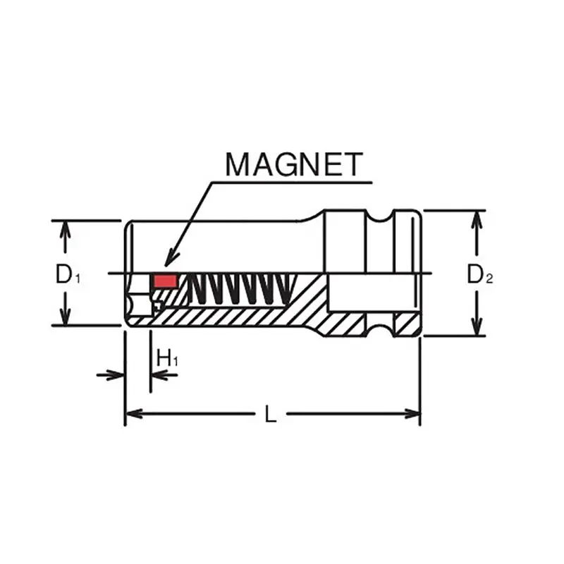 3/8 Sq. Dr. Socket 15mm 6 point Length 50mm Slide Magnet - Image 3