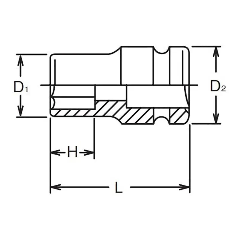 3/8 Sq. Dr. Socket 19mm 6 point Length 32mm Thin walled - Image 2
