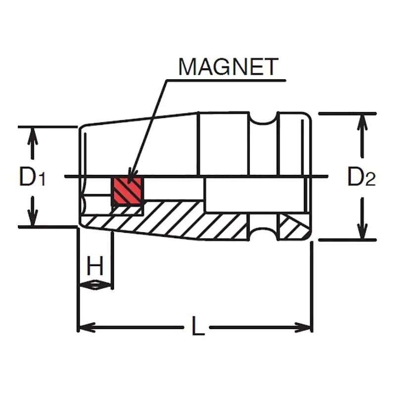 1/2 Sq. Dr. Socket 15mm 6 point Length 38mm Magnet - Image 2