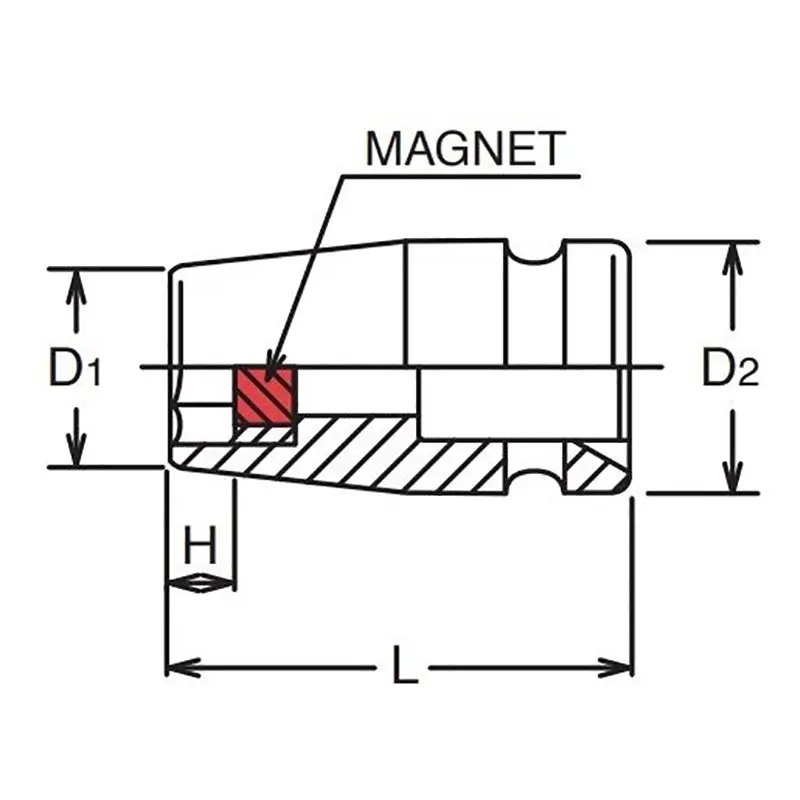 1/4 Sq. Dr. Socket 10mm 6 point Length 23mm Magnet - Image 2