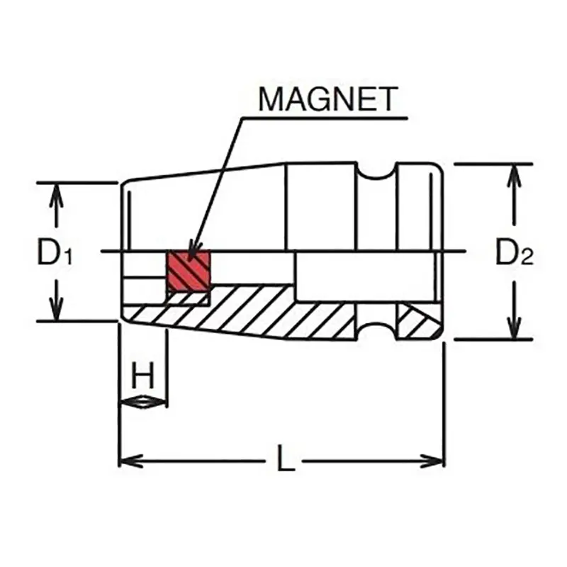 1/4 Sq. Dr. Socket 5.5mm 6 point Length 23mm Self-Tapping screw Magnet - Image 2