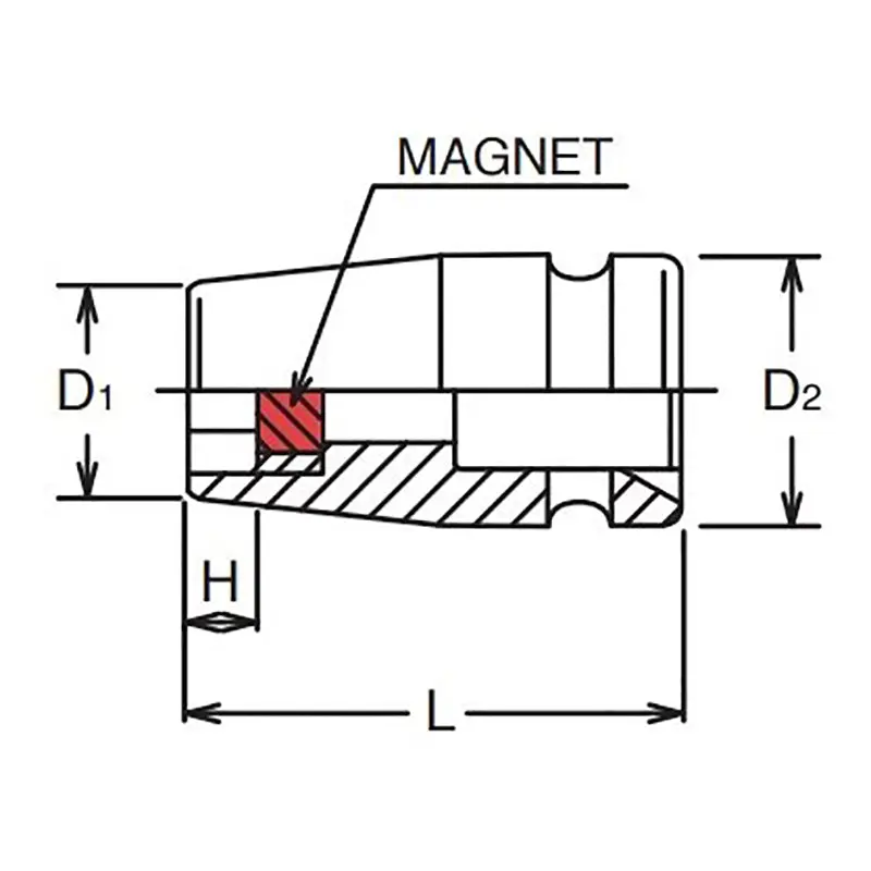 3/8 Sq. Dr. Socket 6mm 6 point Length 32mm Self-Tapping screw Magnet - Image 2