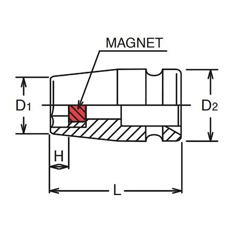3/8 Sq. Dr. Socket 6mm 6 point Length 32mm Magnet - Image 2