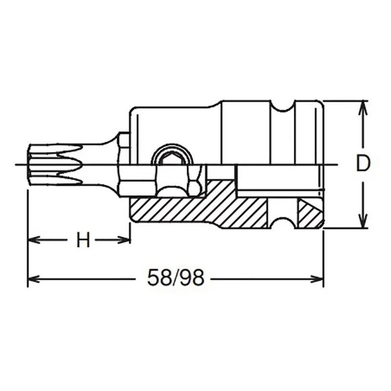 1/2 Sq. Dr. Bit Socket TORX® T55 Length 98mm - Image 2