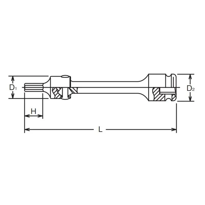 1/2 Sq. Dr. Extension Universal Bit Socket 10mm Hex Length 150mm - Image 2
