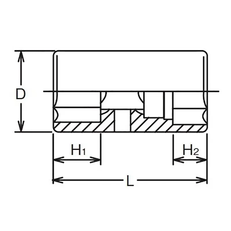 1/2 Sq. Dr. Double Ended Socket 17 x 19mm 6 point Length 48mm - Image 2