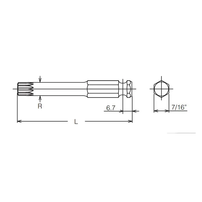 7/16 Hex Dr. Bit XZN M14 Triple Square Length 75mm - Image 2
