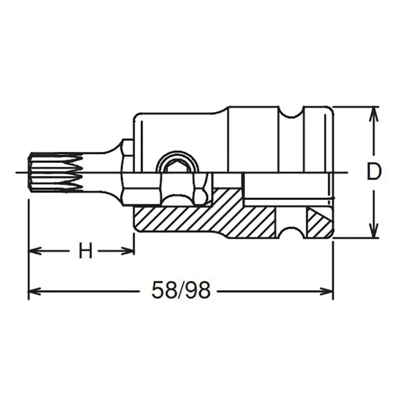 1/2 Sq. Dr. Bit Socket XZN M5 Triple Square Length 58mm - Image 2