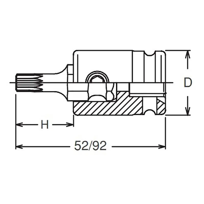 3/8 Sq. Dr. Bit Socket XZN M12 Triple Square Length 52mm - Image 2