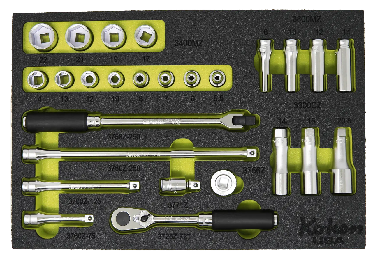 Z-Series 3/8" Sq. Dr. Socket Set Metric with 72 T Ratchet in Foam - 26 Pieces - Image 4