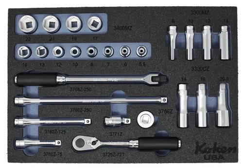 Z-Series 3/8" Sq. Dr. Socket Set Metric with 72 T Ratchet in Foam - 26 Pieces - Image 5