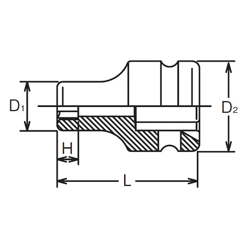 1/2 Sq. Dr. Socket  12S  Length 38mm - Image 2
