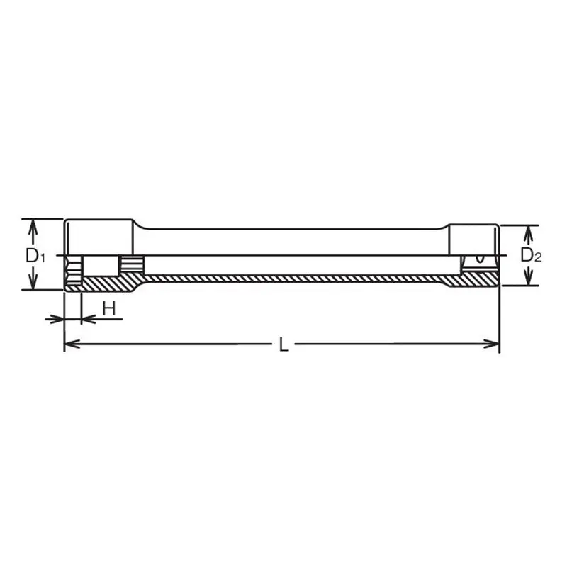 3/4 Sq. Dr. Extra Long Wheel Nut Socket 41 x 21mm Bi-Hex x Square Length 400mm - Image 2