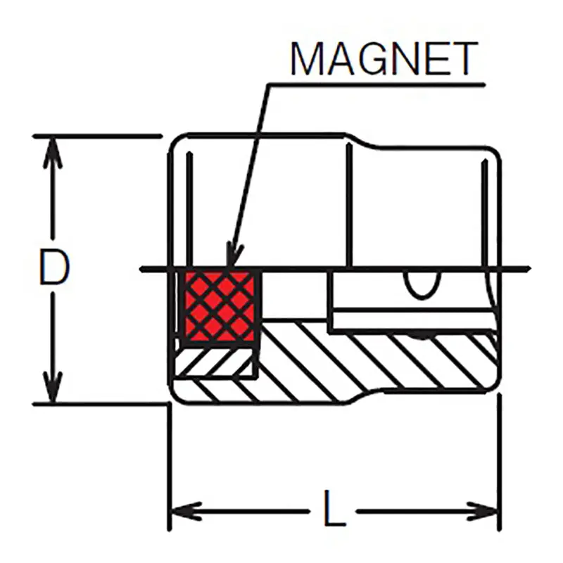 1/4 Sq. Dr. Magnetic Head Length 17.5mm Magnet - Image 2