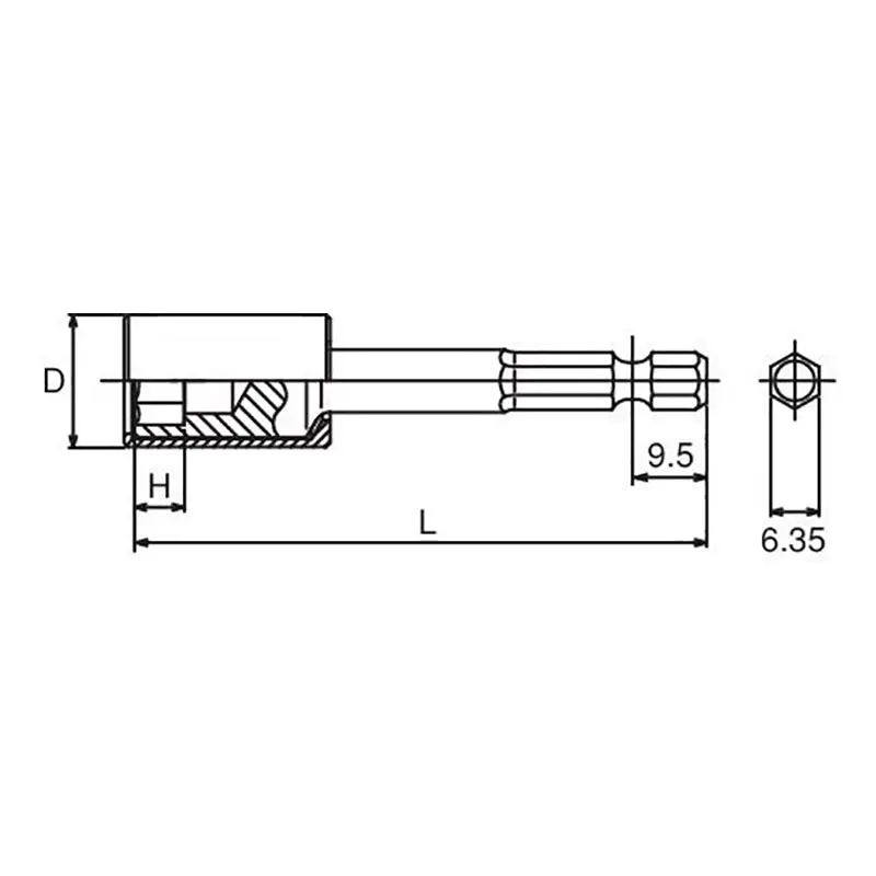 1/4 Hex Dr. Nut Setter with Plastic Protector 14mm 6 point Length 100mm Turnable POM cover - Image 2
