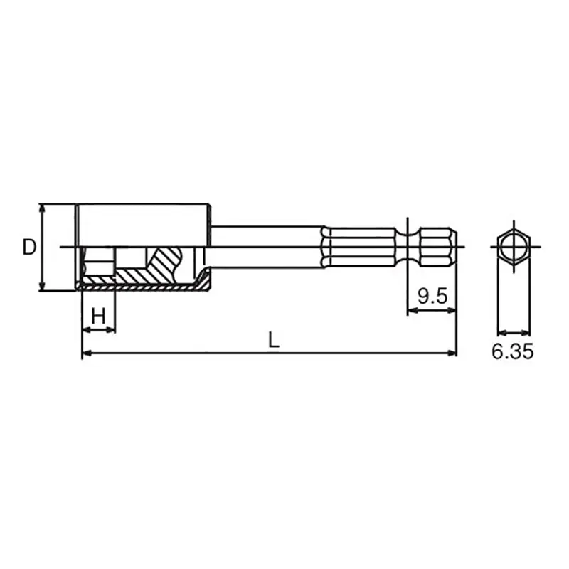 1/4 Hex Dr. Nut Setter with Plastic Protector  8mm 6 point Length 150mm  Turnable POM cover - Image 2
