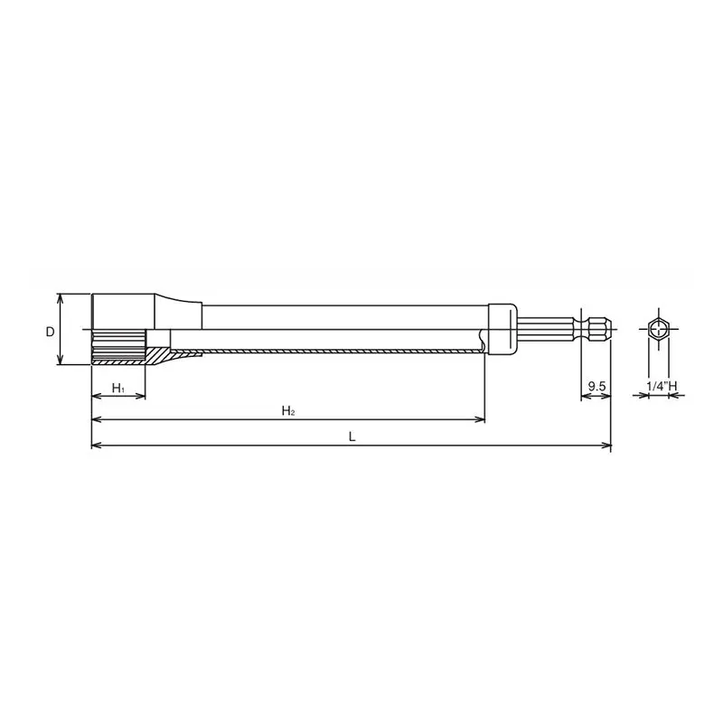 1/4 Hex Dr. Long Socket  17mm 12 point 700mm - Image 2