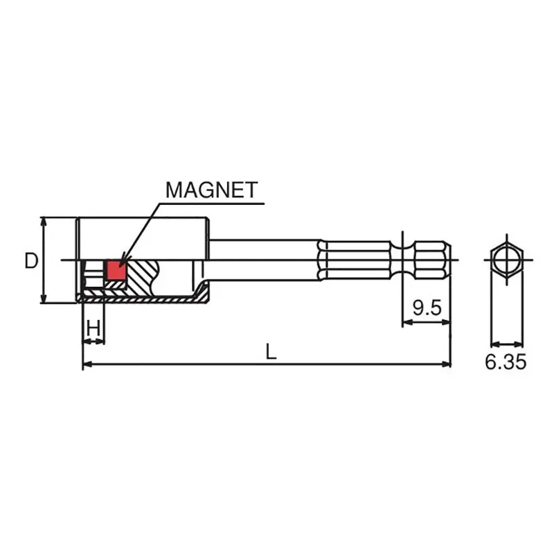 1/4 Hex Dr. Nut Setter with Plastic Protector 10mm 6 point Length 100mm Magnet Turnable POM cover - Image 2