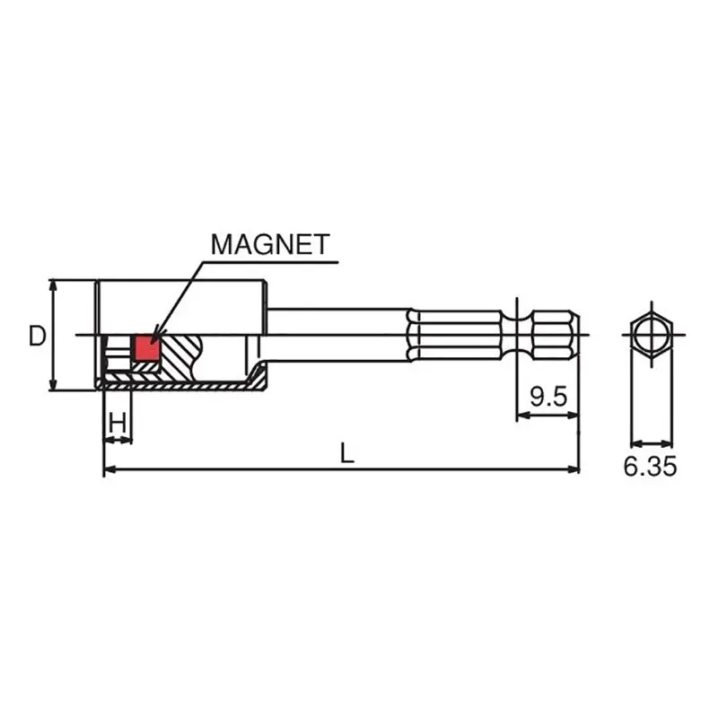 1/4 Hex Dr. Nut Setter with Plastic Protector  10mm 6 point Length 75mm Magnet Turnable POM cover - Image 2
