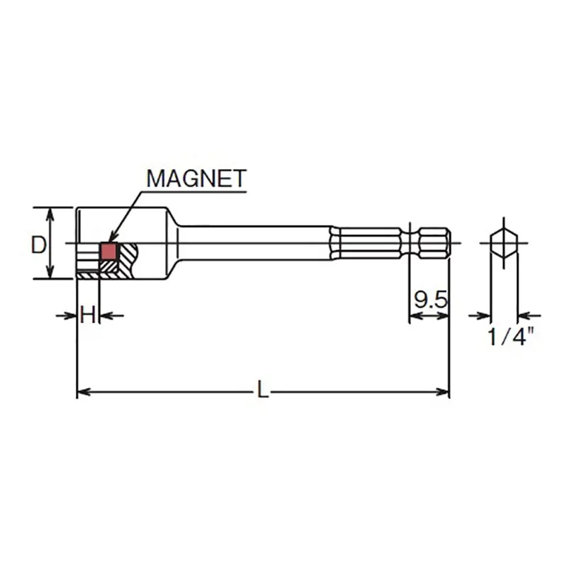 1/4 Hex Dr. Nut Setter 12mm 6 point Length 200mm Magnet - Image 2