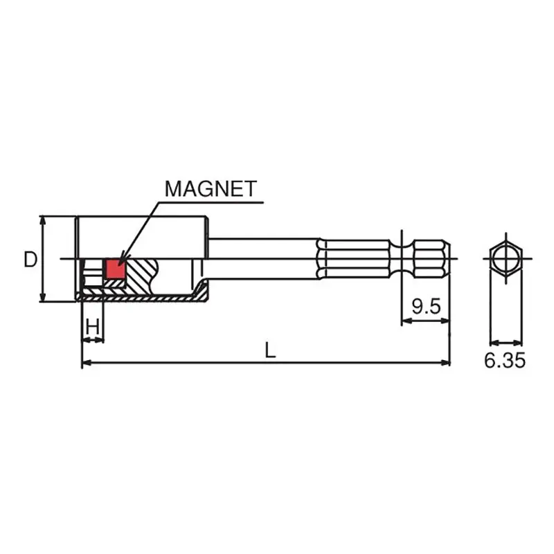 1/4 Hex Dr. Nut Setter with Plastic Protector 14mm 6 point Length 150mm Magnet Turnable POM cover - Image 2
