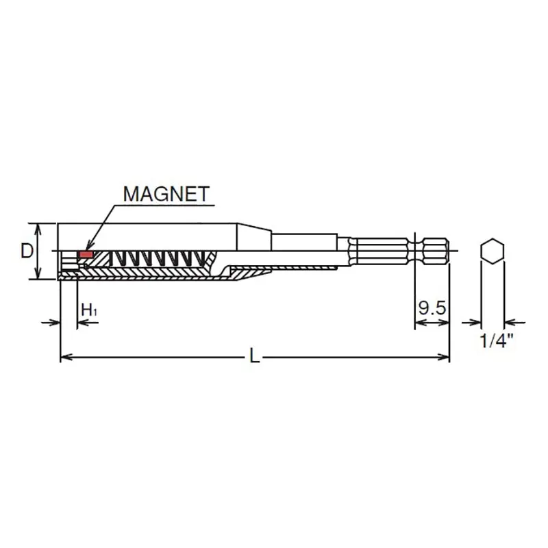 1/4 Hex Dr. Nut Setter with Plastic Protector 10mm 6 point Length 100mm Slide Magnet Turnable POM cover - Image 2
