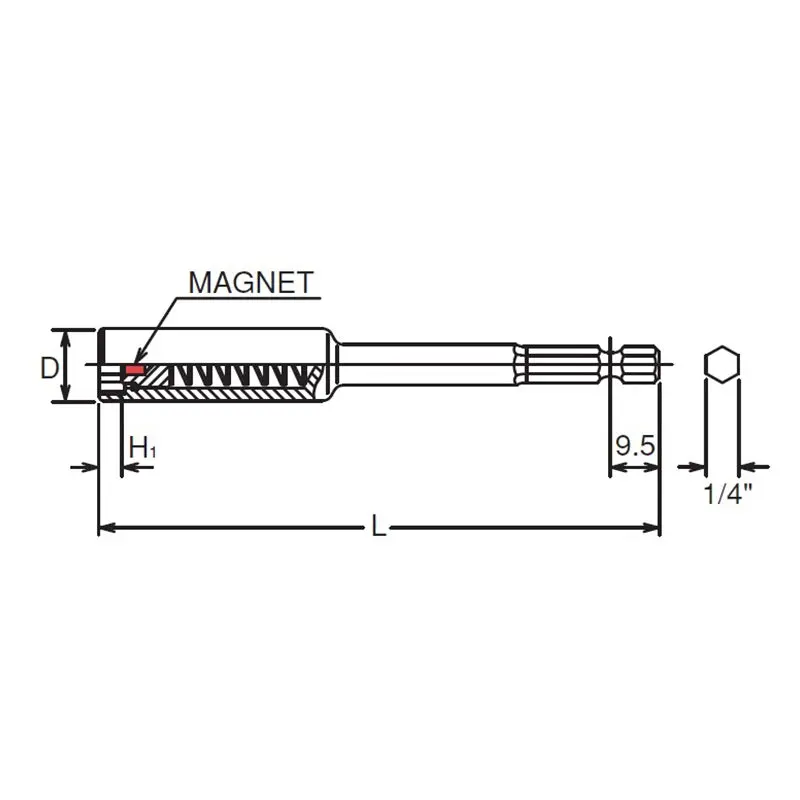 1/4 Hex Dr. Nut Setter 13mm 6 point Length 75mm Slide Magnet - Image 2