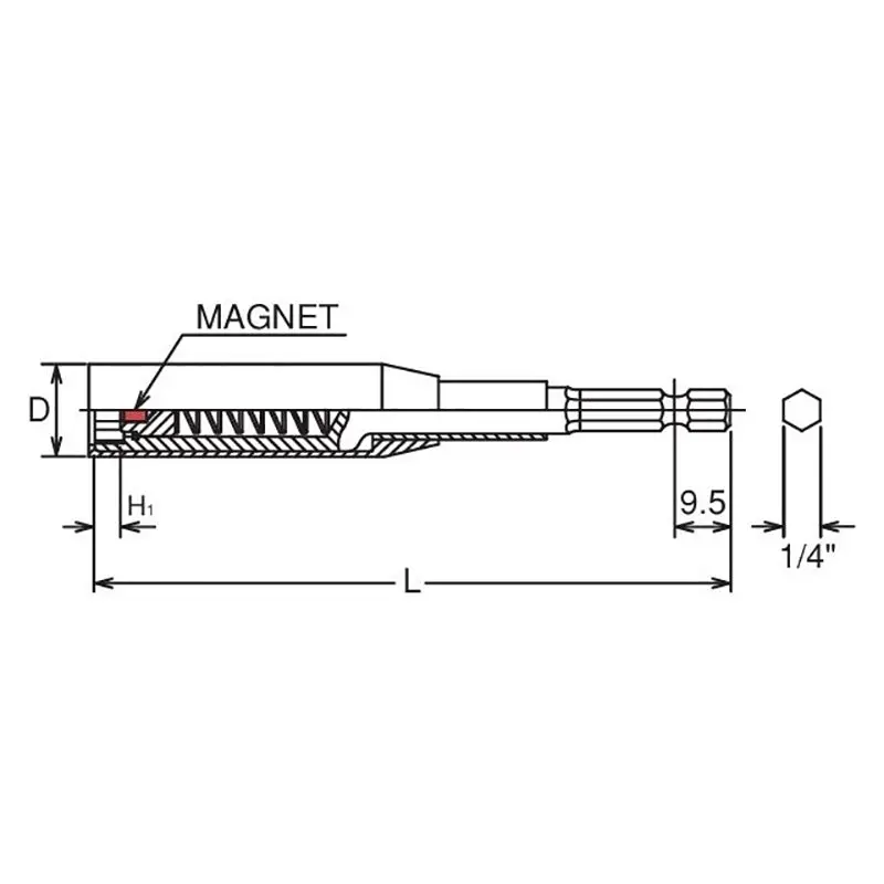 1/4 Hex Dr. Nut Setter with Plastic Protector 14mm 6 point Length 200mm Slide Magnet Turnable POM cover - Image 2