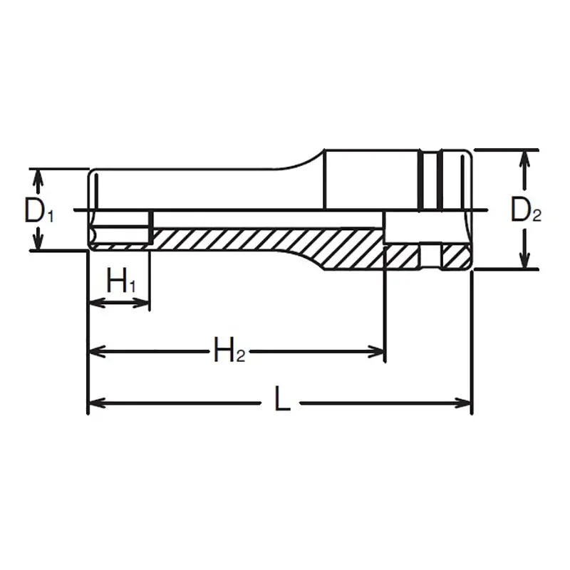 1/2 Sq. Dr. Socket 21/32 6 point Length 77mm - Image 2