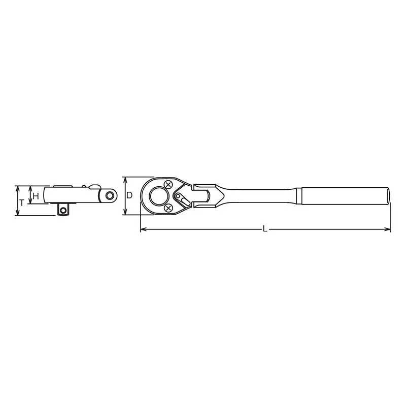 1/2 Sq. Dr. Ratchet Handle  24 teeth Flexible Head Length 330mm Push Button Metal Handle - Image 2